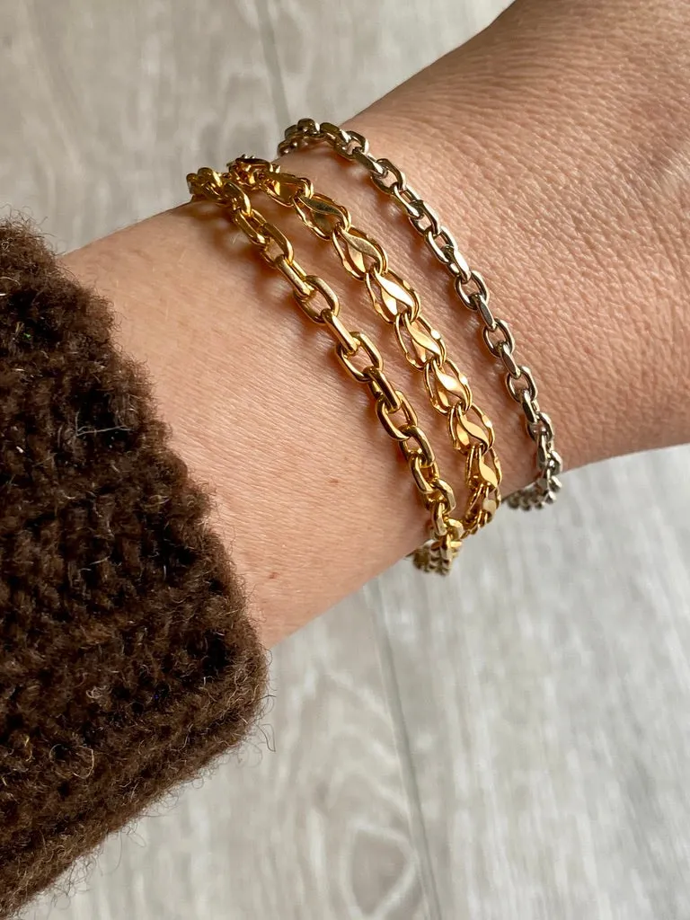 Undulating leaf link bracelet in 18k gold - Swedish vintage 1958 - 7 inch length