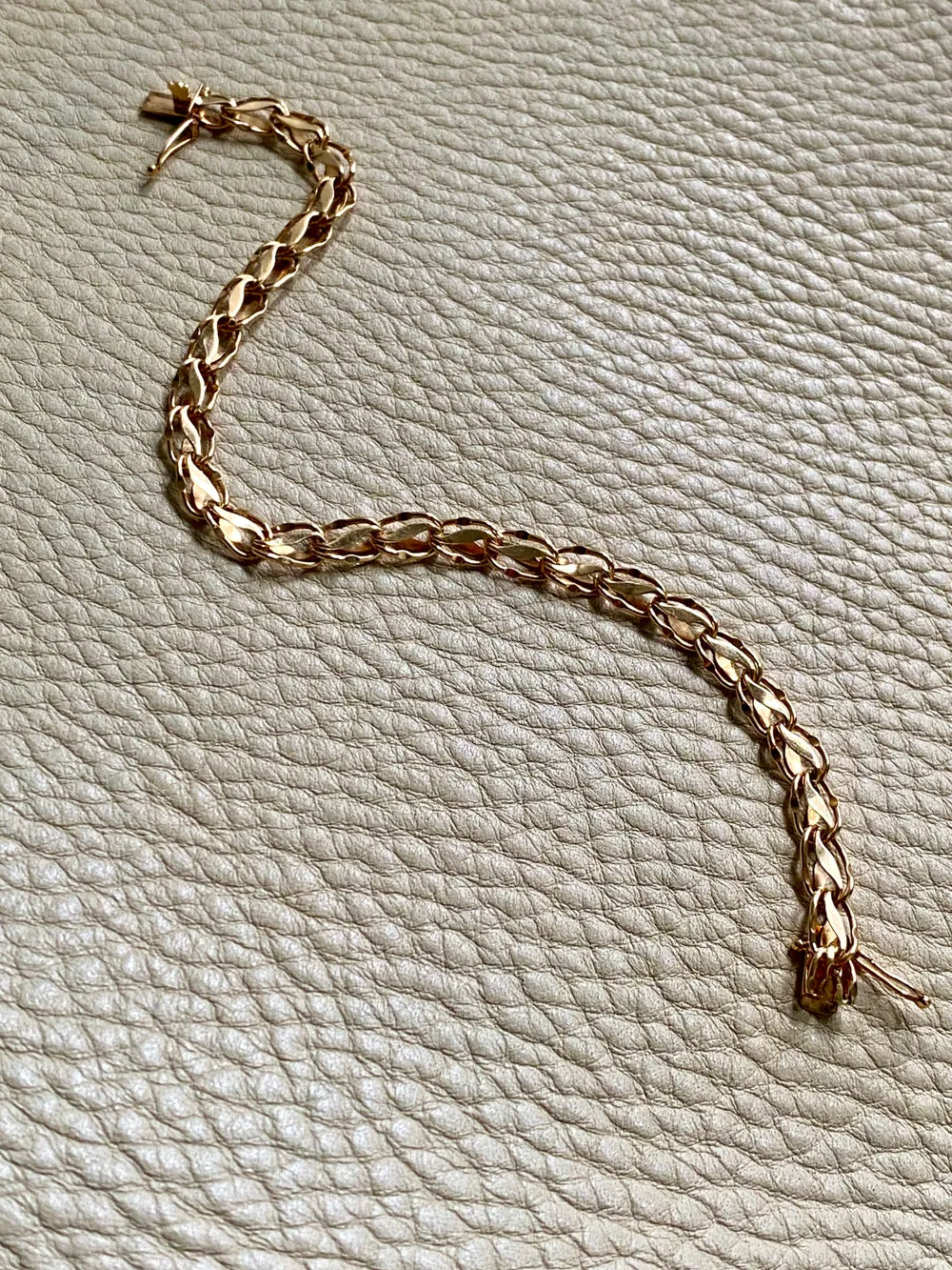 Undulating leaf link bracelet in 18k gold - Swedish vintage 1958 - 7 inch length