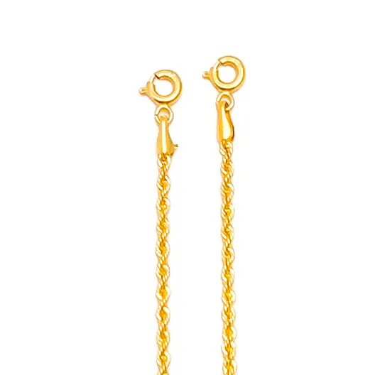 Upscale High Finish 22K Gold Rope Anklet Pair