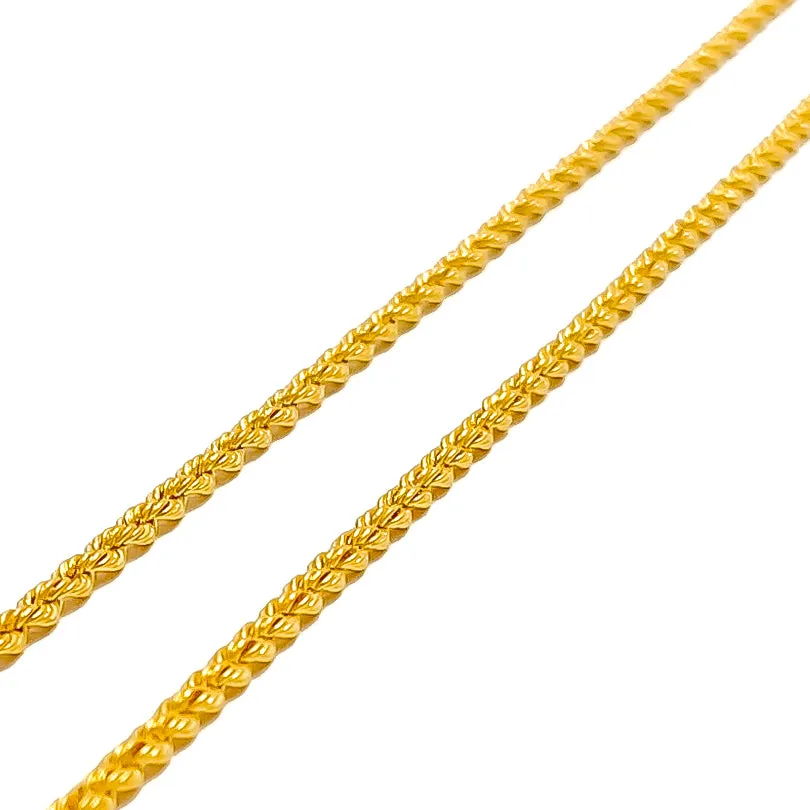 Upscale High Finish 22K Gold Rope Anklet Pair