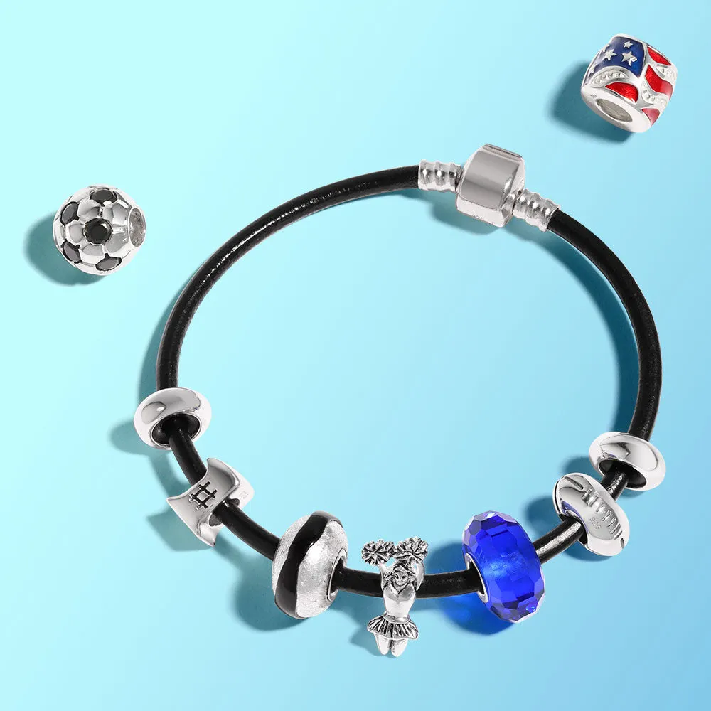 USA Rugby Sports Charm Bead Mom Sterling Silver for European Bracelet