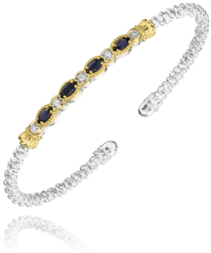 Vahan Sterling Silver & 14K Yellow Gold Oval Blue Sapphire & Diamond Bracelet