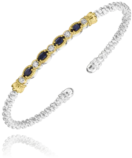 Vahan Sterling Silver & 14K Yellow Gold Oval Blue Sapphire & Diamond Bracelet