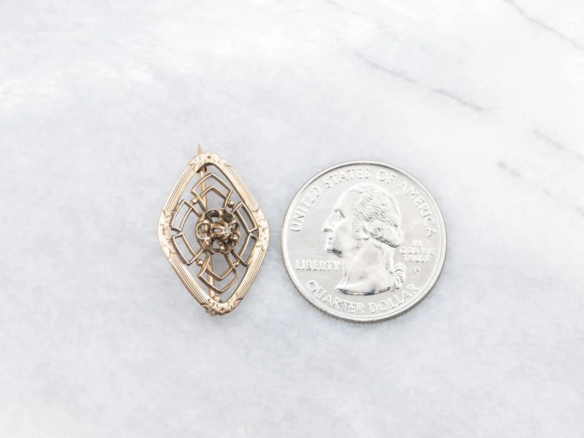 Victorian Old Mine Cut Diamond Floral Brooch