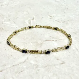 Vintage 10 Karat Yellow Gold Natural Sapphire Bracelet