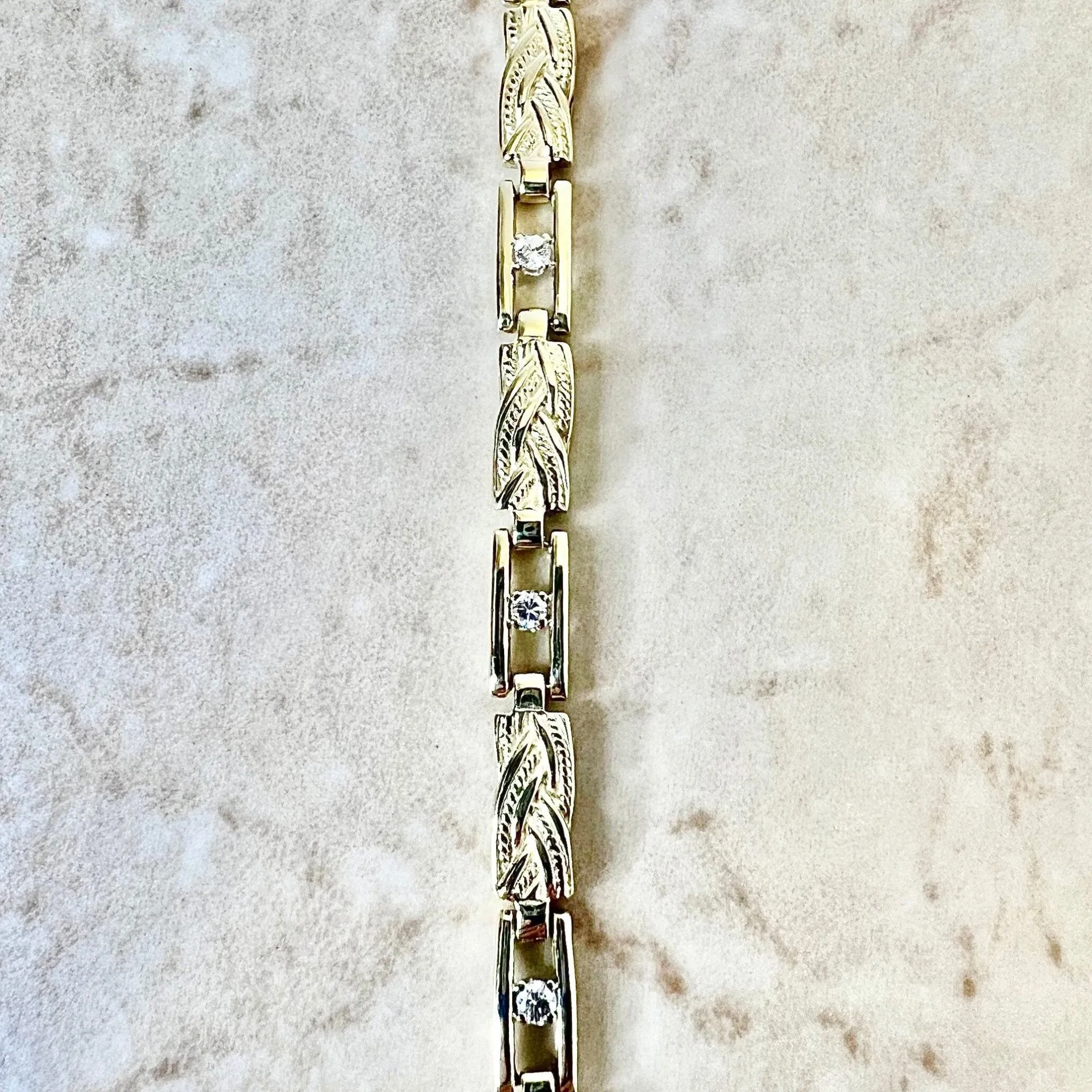 Vintage 14 Karat Yellow Gold Diamond Bracelet