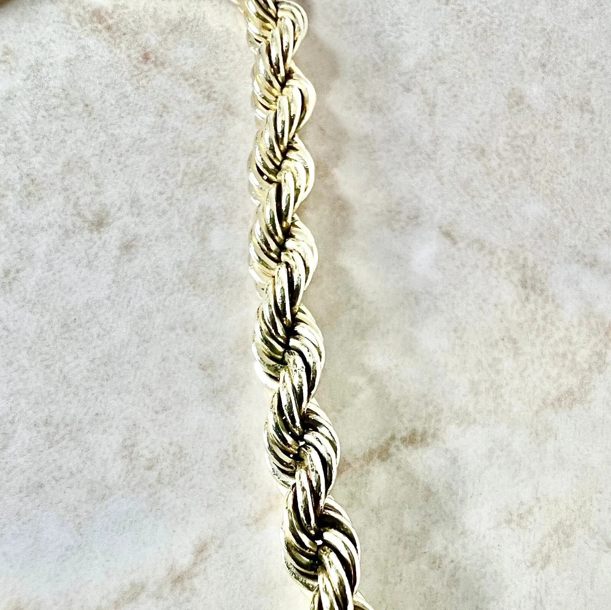 Vintage 14 Karat Yellow Gold Diamond Rope Bracelet