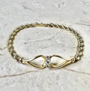 Vintage 14 Karat Yellow Gold Diamond Rope Bracelet