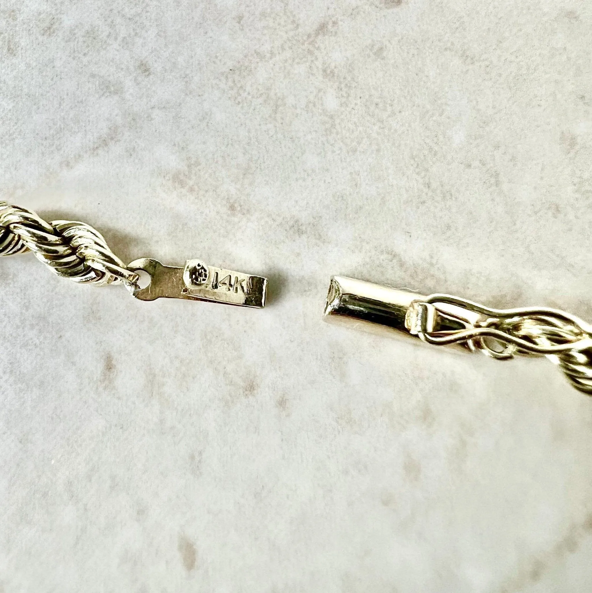 Vintage 14 Karat Yellow Gold Diamond Rope Bracelet