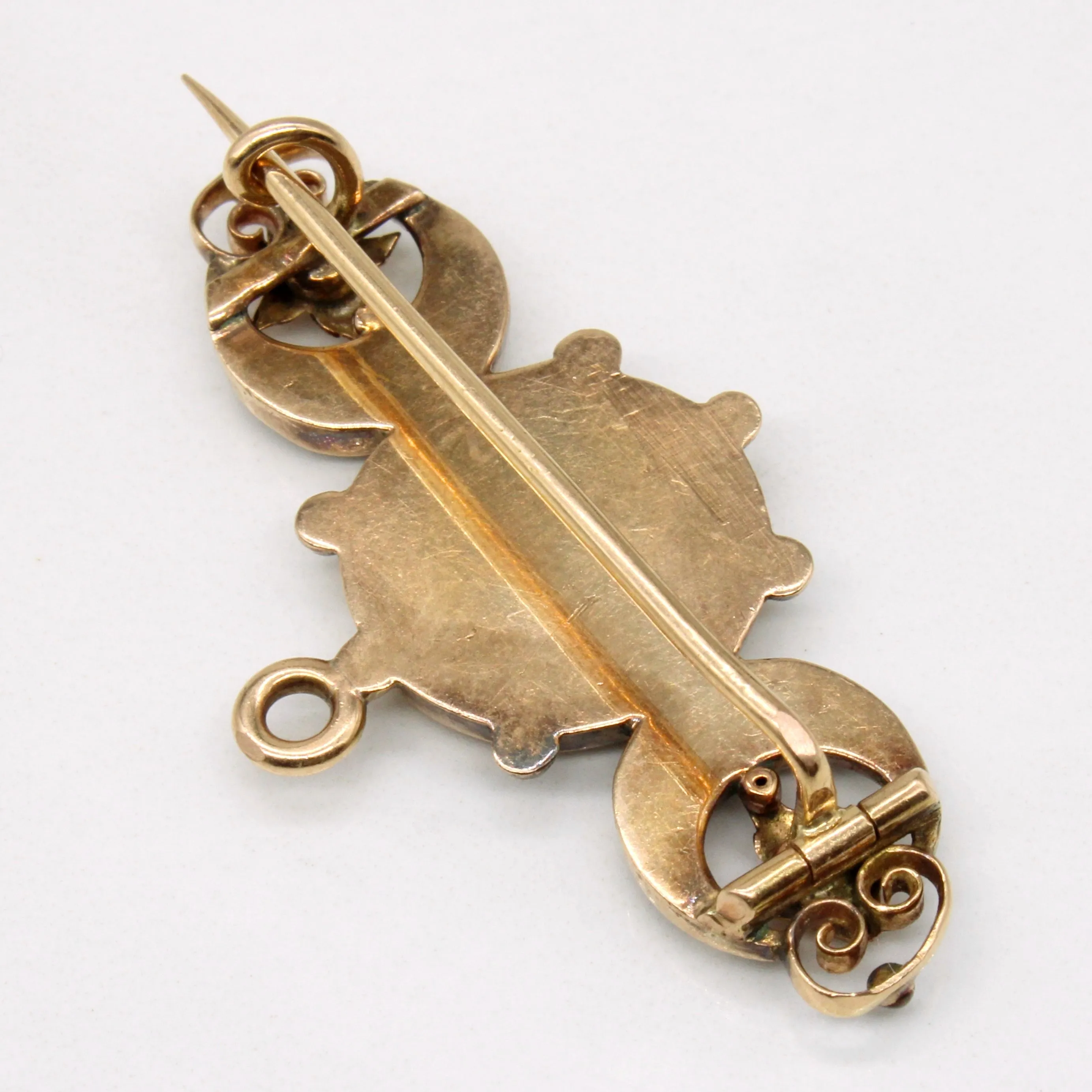 Vintage 18k Yellow Gold Enamel Flower Brooch