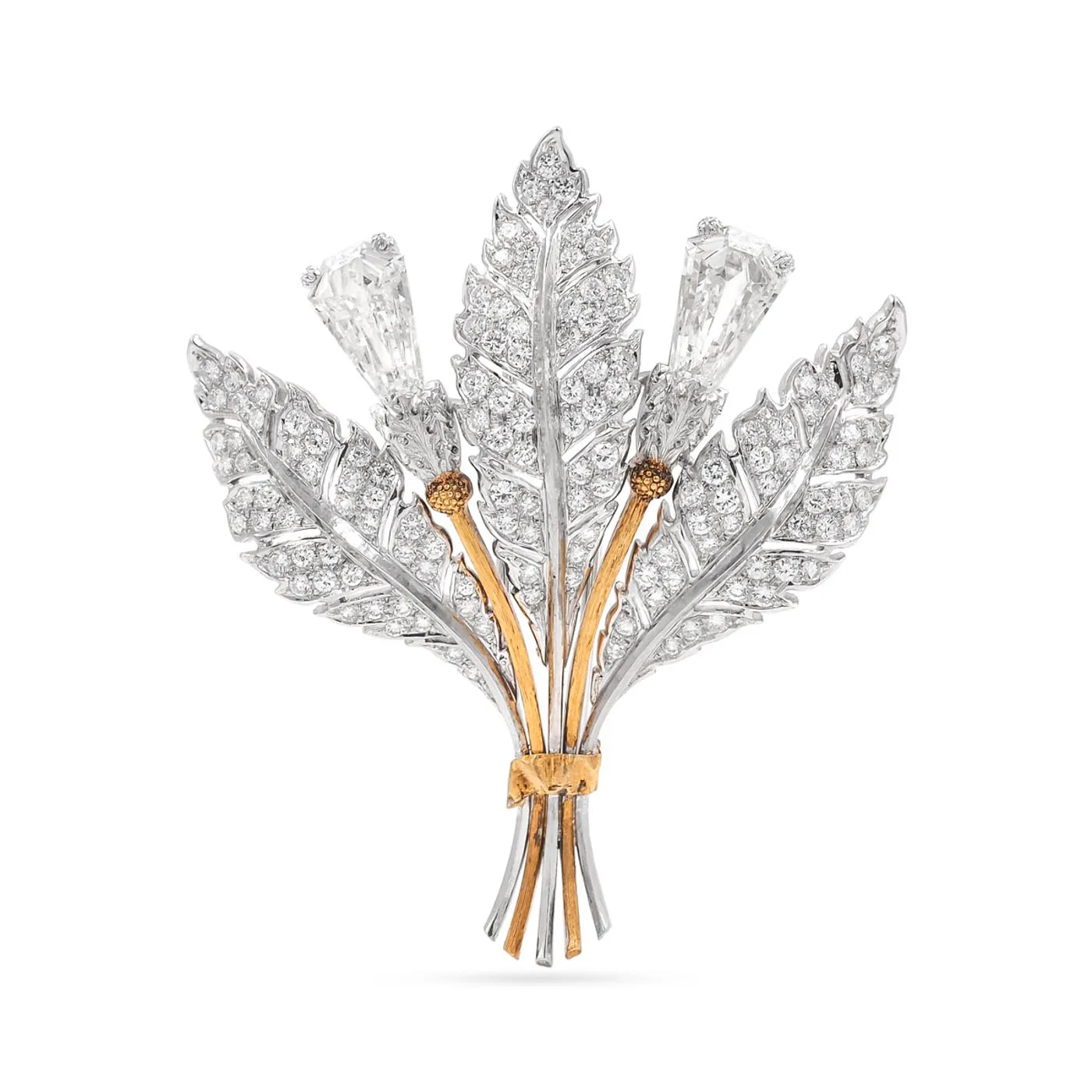 Vintage 6.14 Ctw. Diamond Floral-Motif Brooch By Mario Buccellati