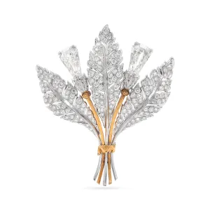 Vintage 6.14 Ctw. Diamond Floral-Motif Brooch By Mario Buccellati