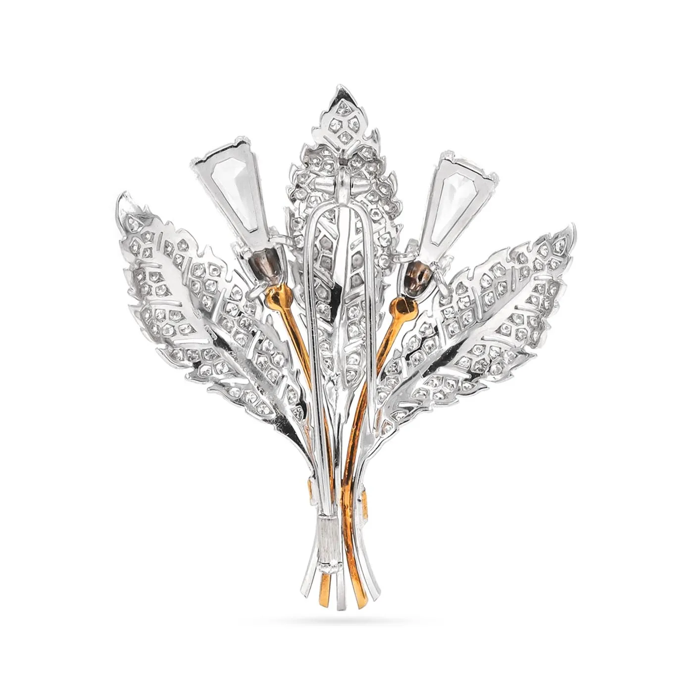 Vintage 6.14 Ctw. Diamond Floral-Motif Brooch By Mario Buccellati