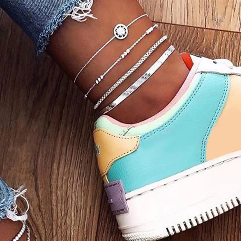 Vintage Anklet Brecelets Set Fashion For Women Multilayers Adjustable Anklet Jewelry Design