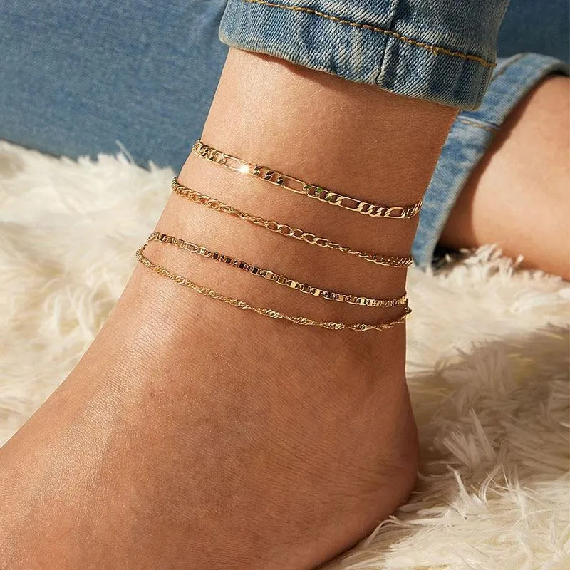 Vintage Anklet Brecelets Set Fashion For Women Multilayers Adjustable Anklet Jewelry Design