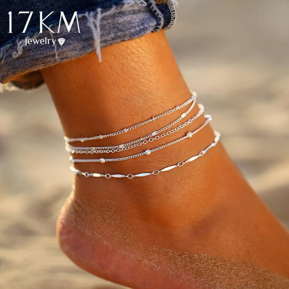 Vintage Anklet Brecelets Set Fashion For Women Multilayers Adjustable Anklet Jewelry Design