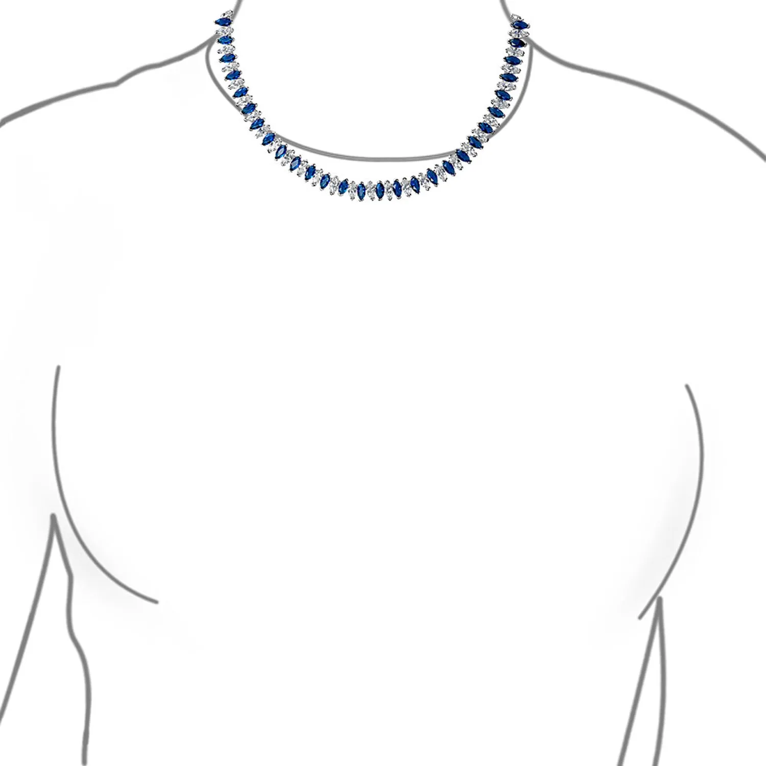Vintage Art Deco Collar Necklace Clear White Cubic Zirconia for Bridal Events
