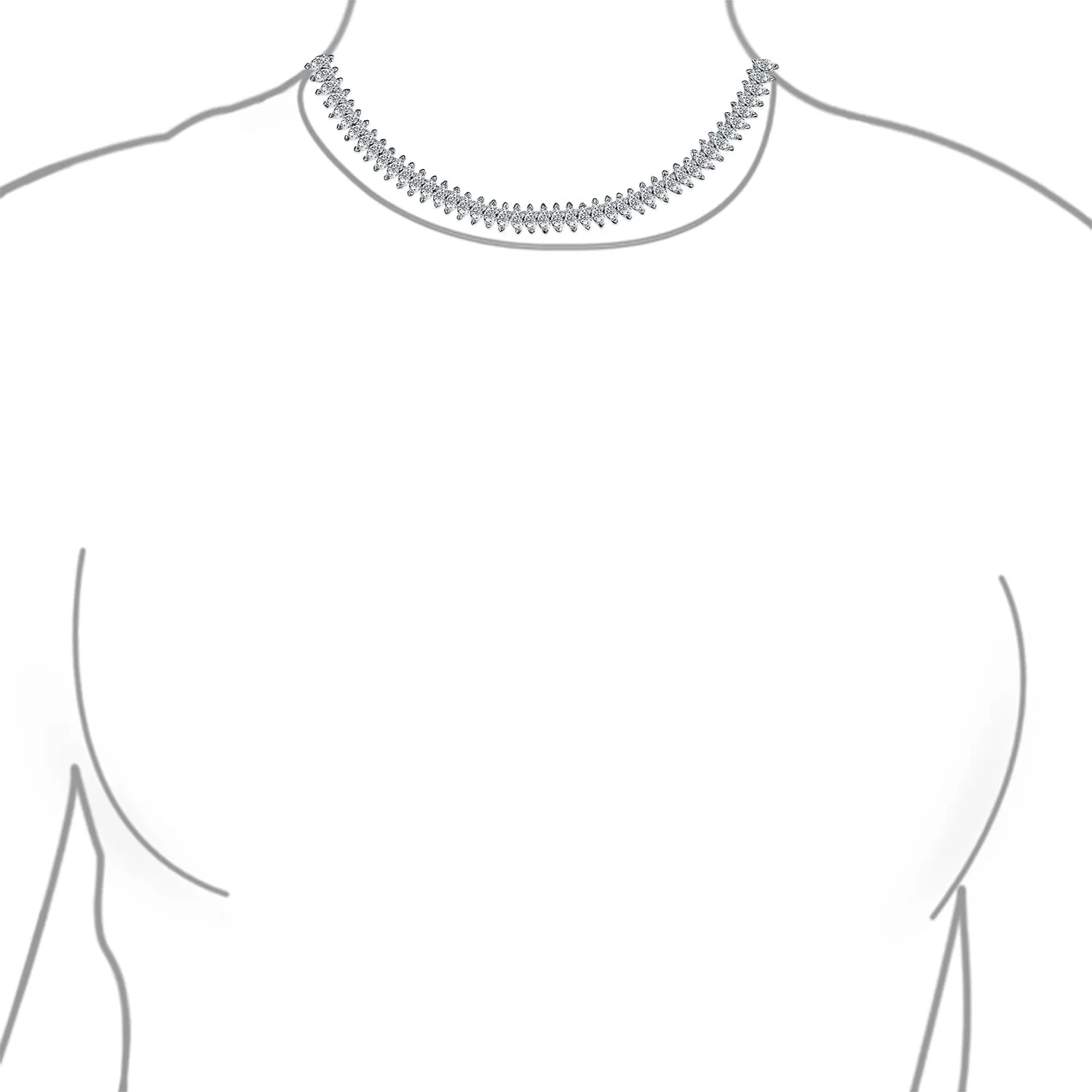 Vintage Art Deco Collar Necklace Clear White Cubic Zirconia for Bridal Events
