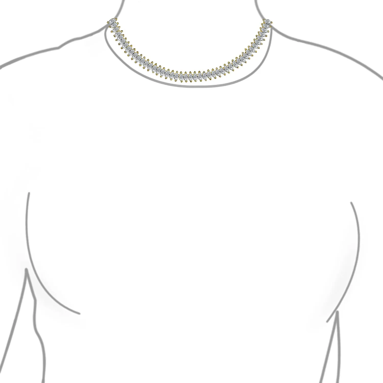 Vintage Art Deco Collar Necklace Clear White Cubic Zirconia for Bridal Events
