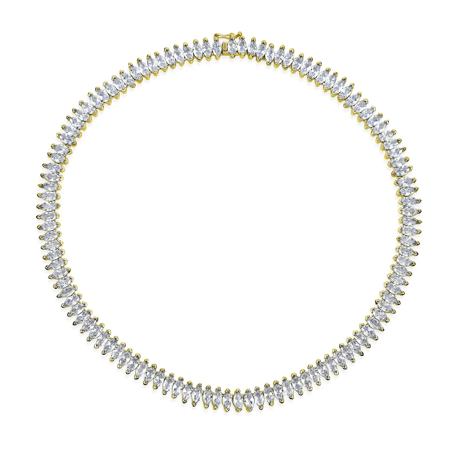 Vintage Art Deco Collar Necklace Clear White Cubic Zirconia for Bridal Events