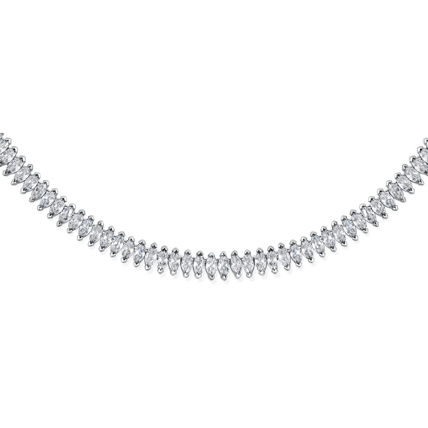 Vintage Art Deco Collar Necklace Clear White Cubic Zirconia for Bridal Events