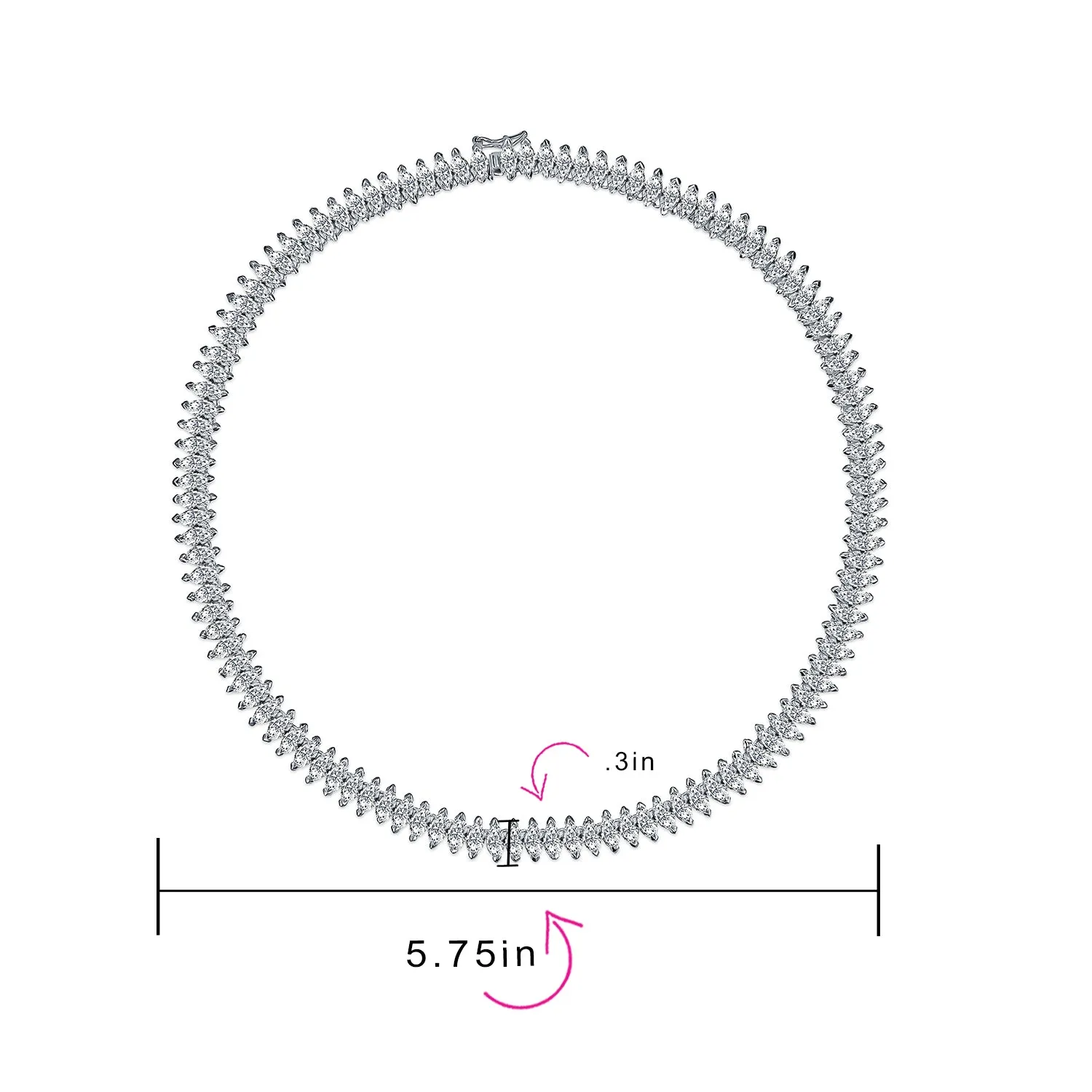 Vintage Art Deco Collar Necklace Clear White Cubic Zirconia for Bridal Events