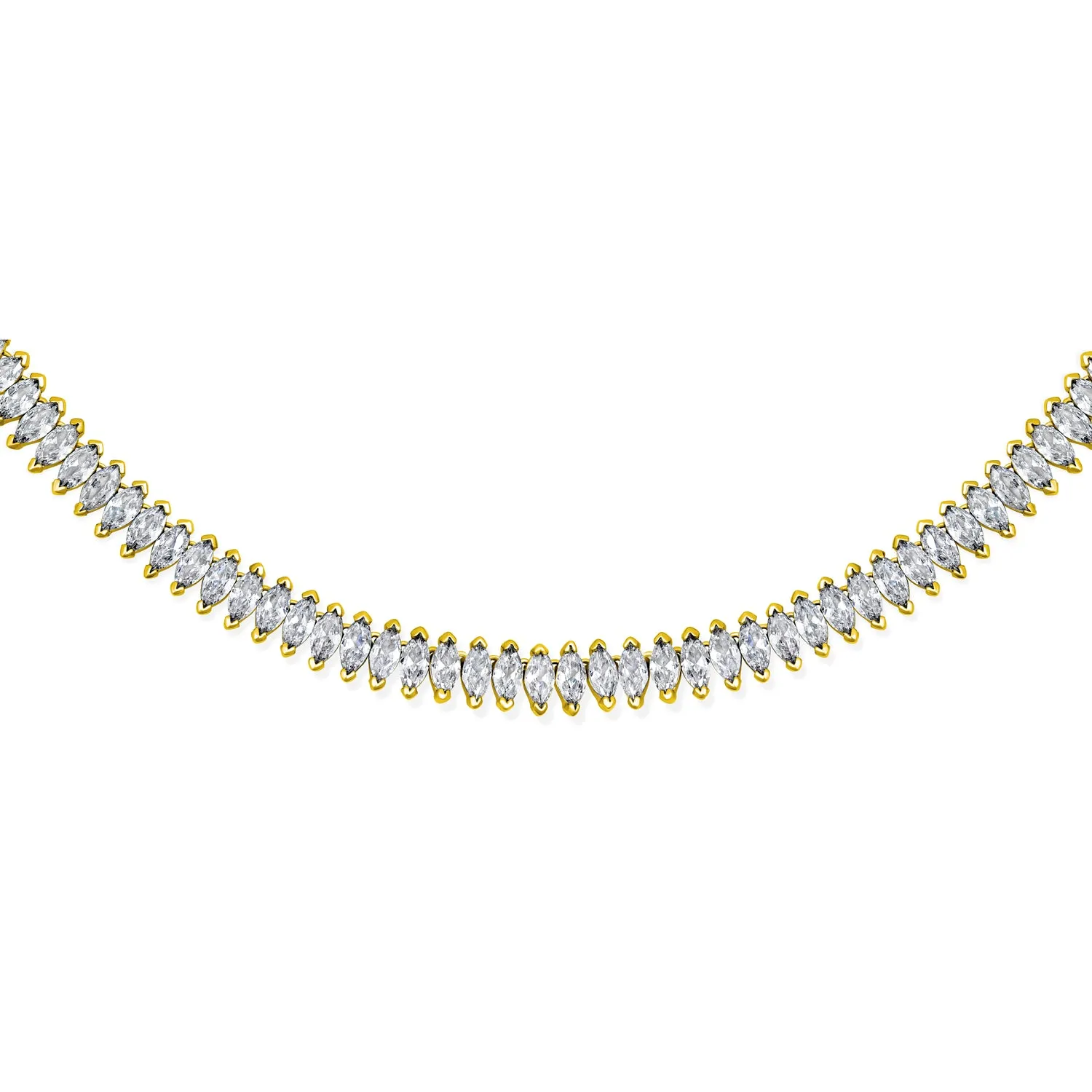 Vintage Art Deco Collar Necklace Clear White Cubic Zirconia for Bridal Events