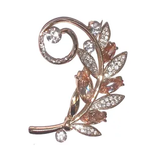 Vintage Embellished Leaf Brooch