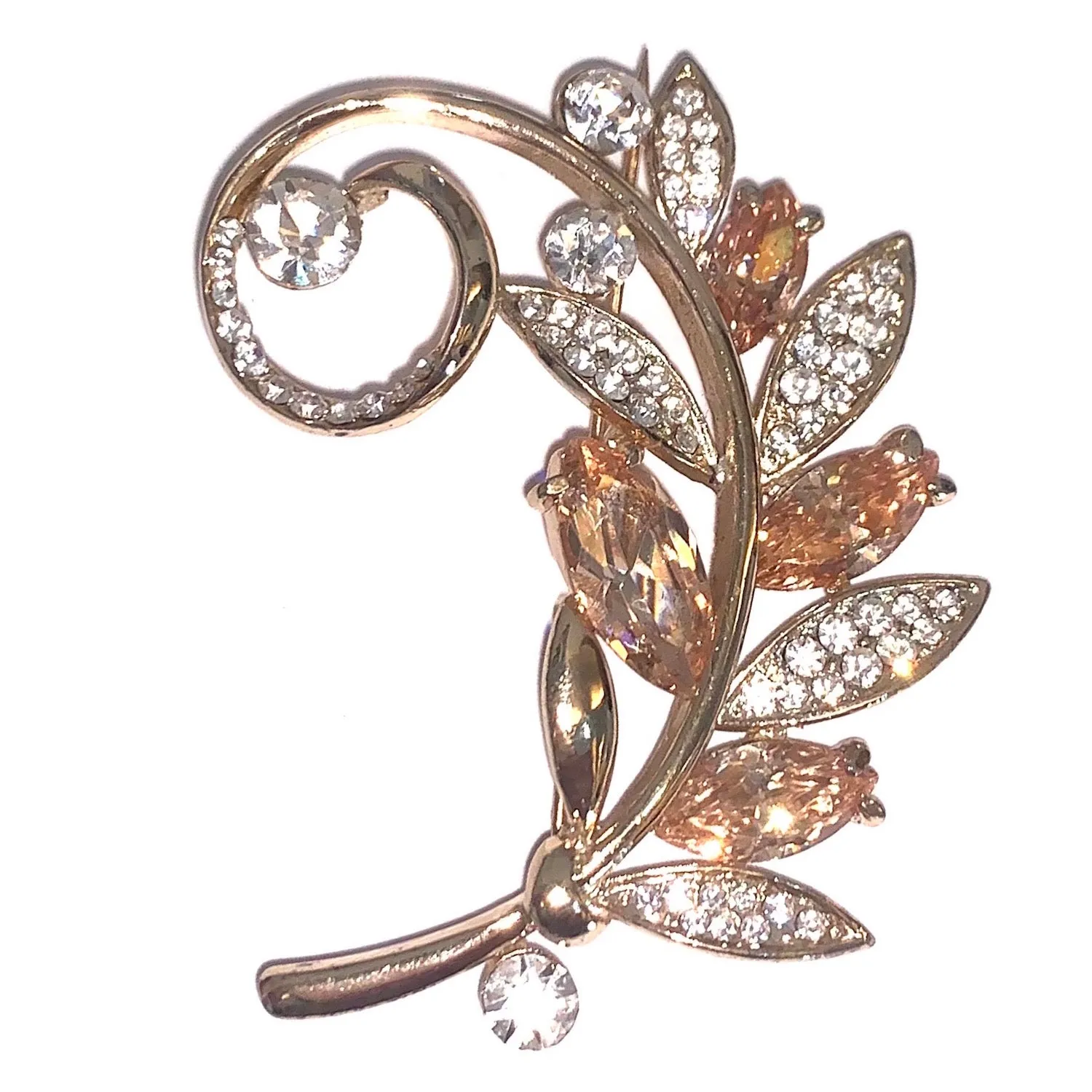 Vintage Embellished Leaf Brooch
