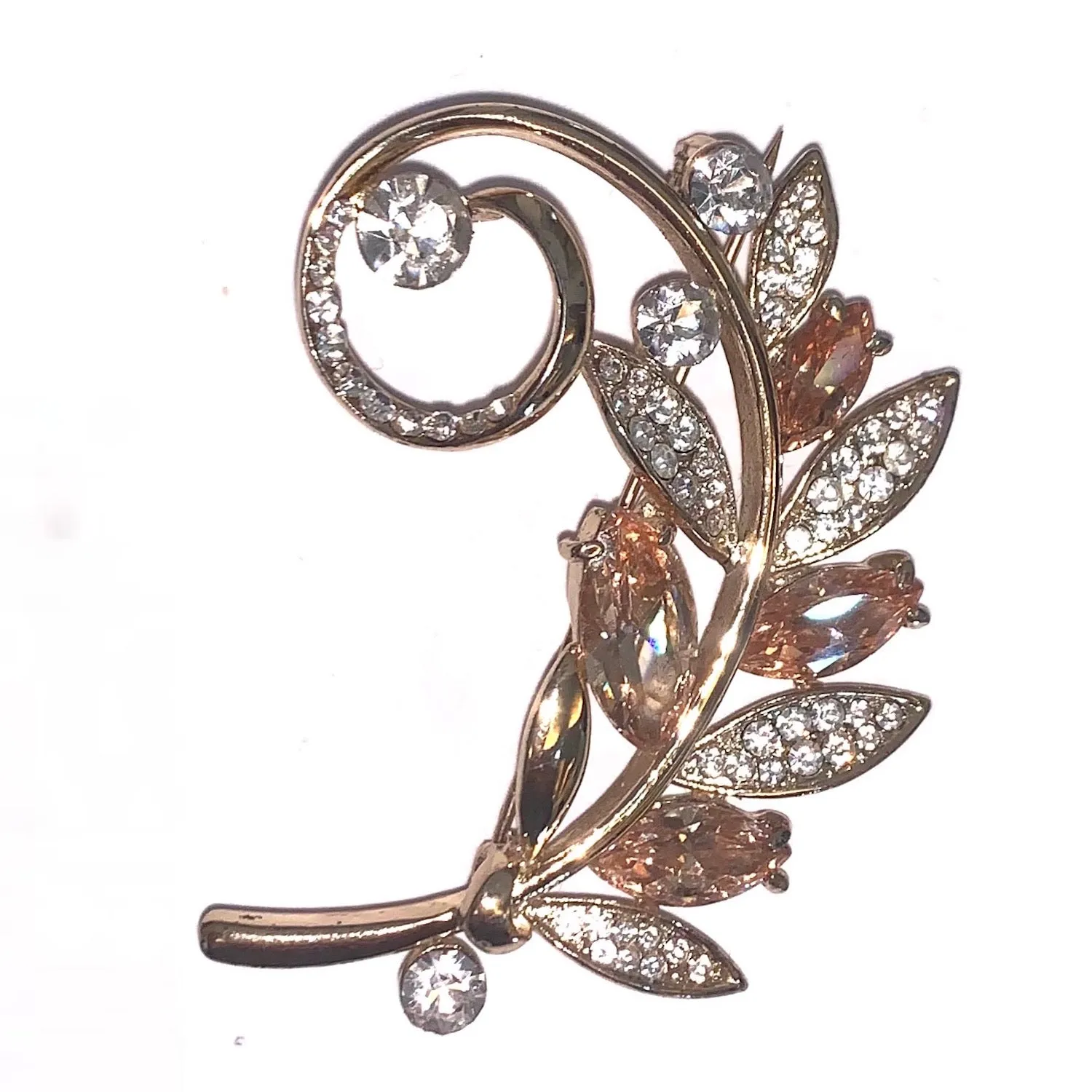 Vintage Embellished Leaf Brooch