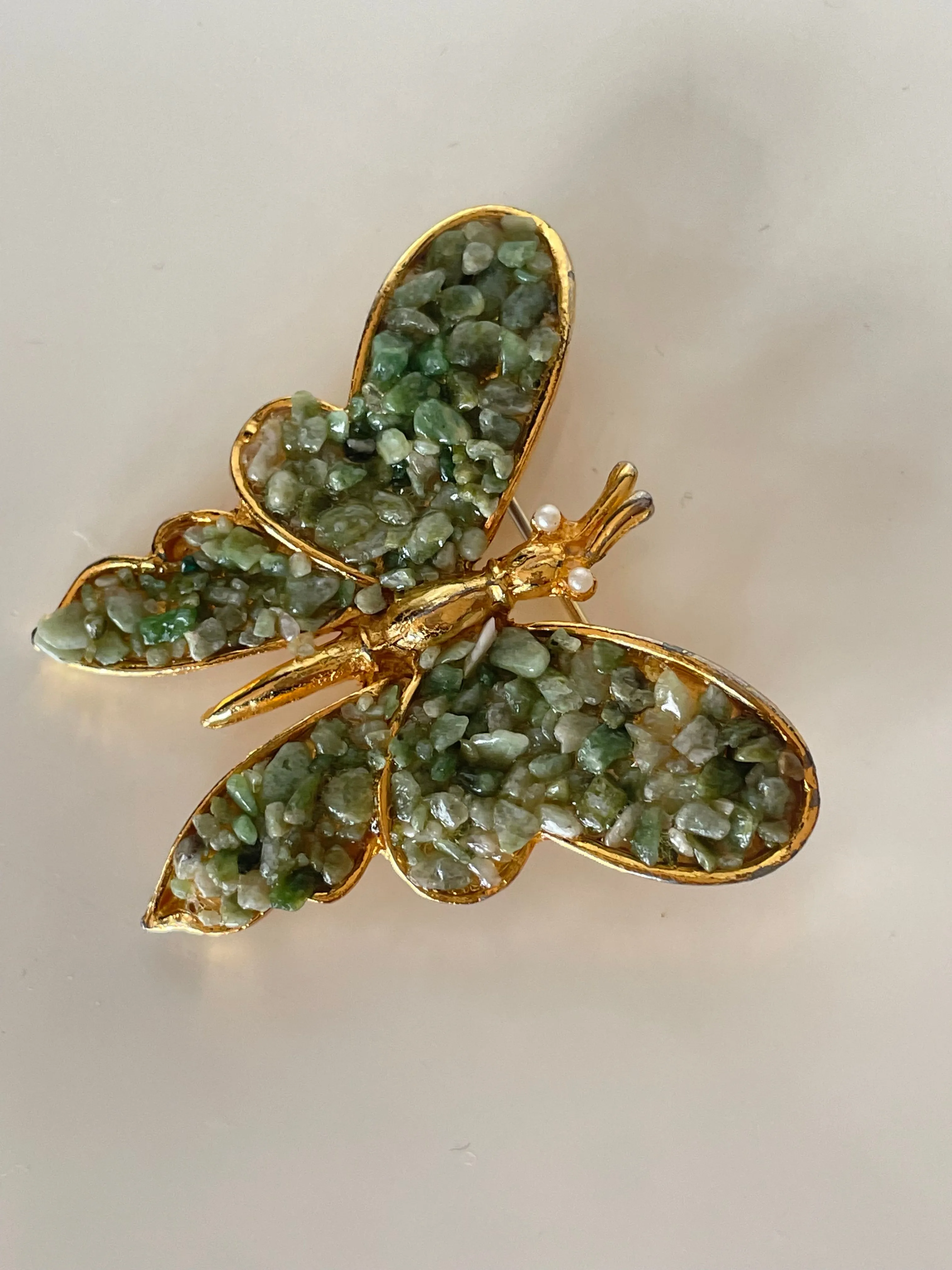 Vintage Green Butterfly Brooch