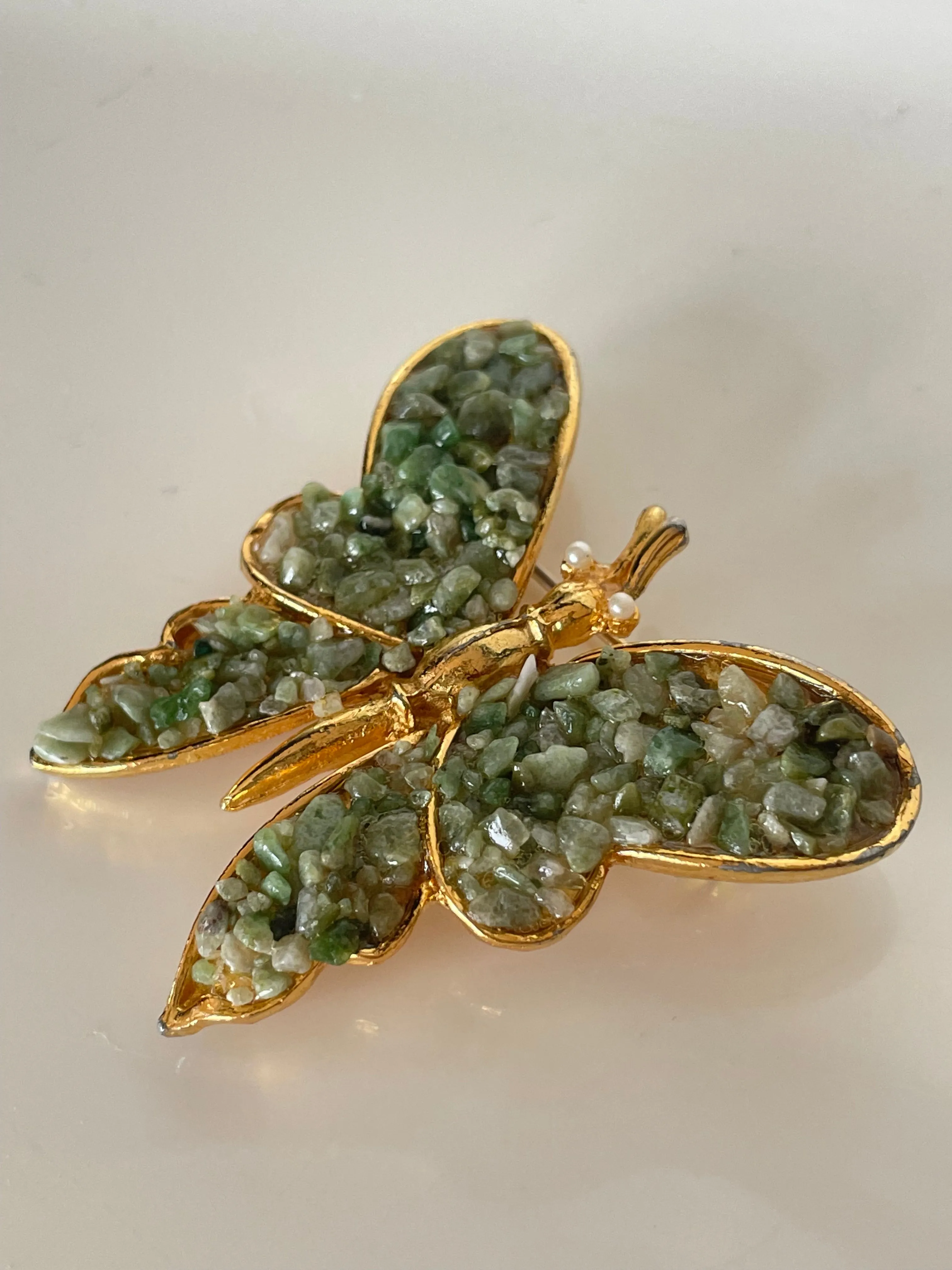 Vintage Green Butterfly Brooch