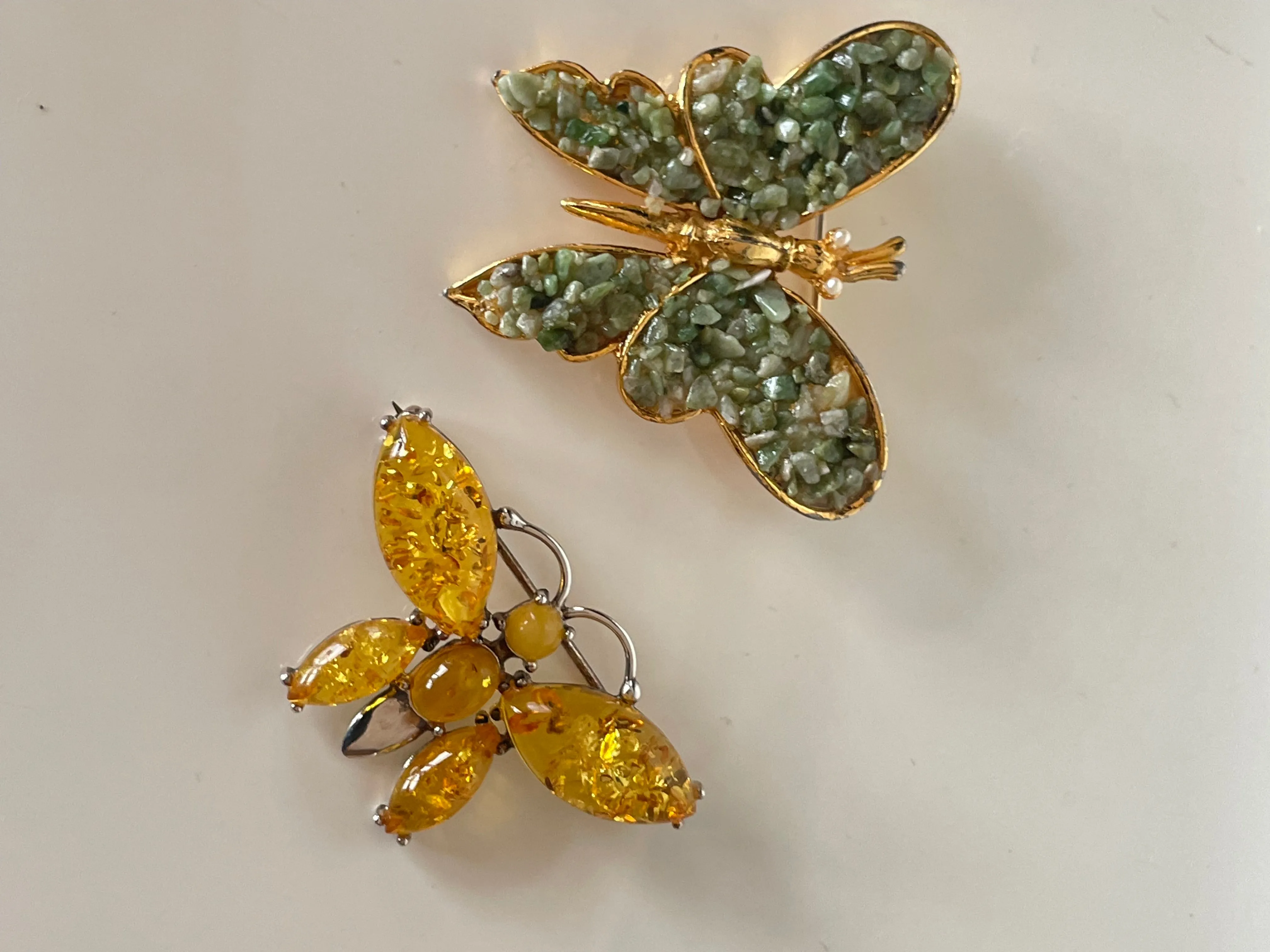 Vintage Green Butterfly Brooch