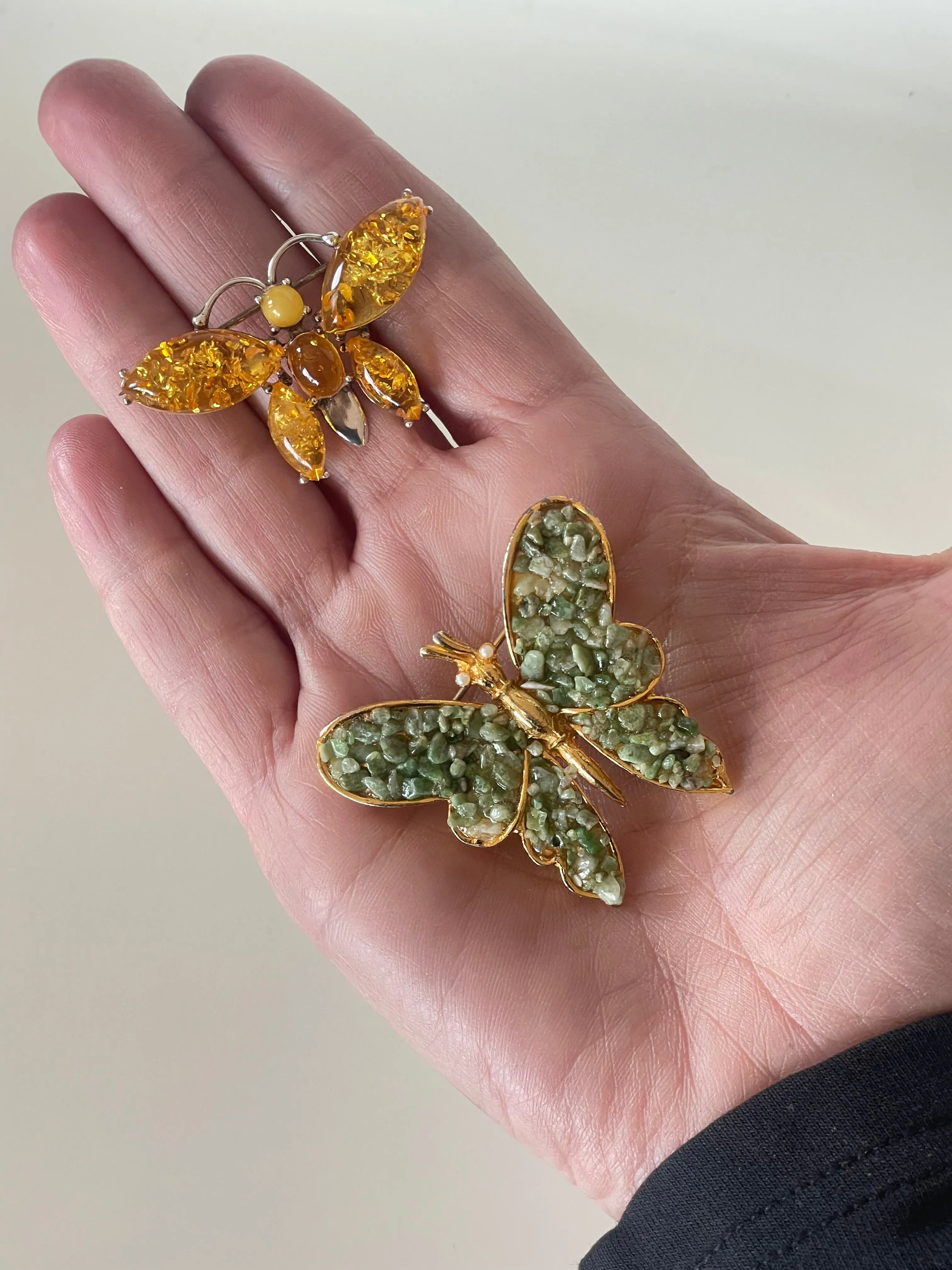 Vintage Green Butterfly Brooch