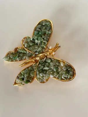 Vintage Green Butterfly Brooch