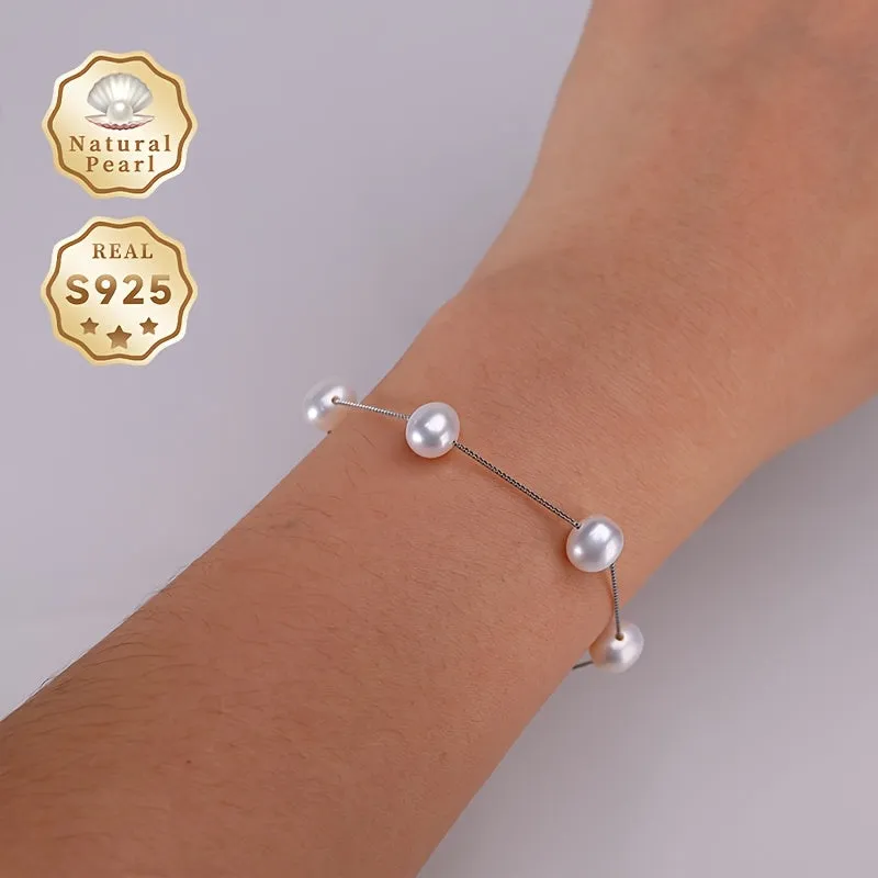 Vintage June Birthstone 925 Silver Chain Bracelet