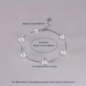 Vintage June Birthstone 925 Silver Chain Bracelet