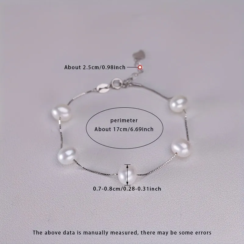 Vintage June Birthstone 925 Silver Chain Bracelet