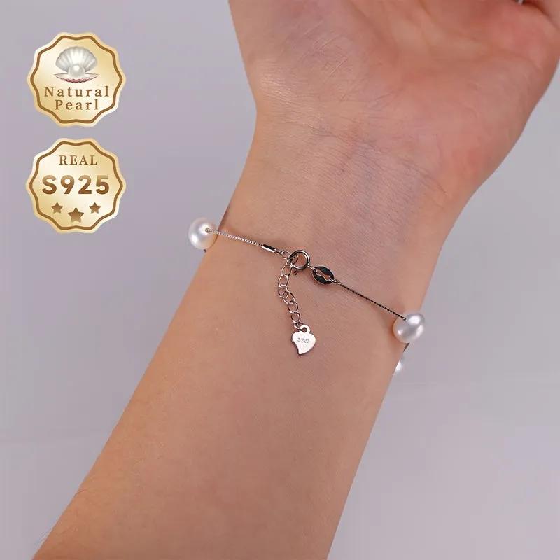 Vintage June Birthstone 925 Silver Chain Bracelet