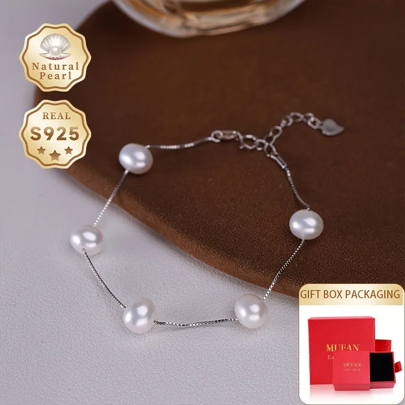 Vintage June Birthstone 925 Silver Chain Bracelet