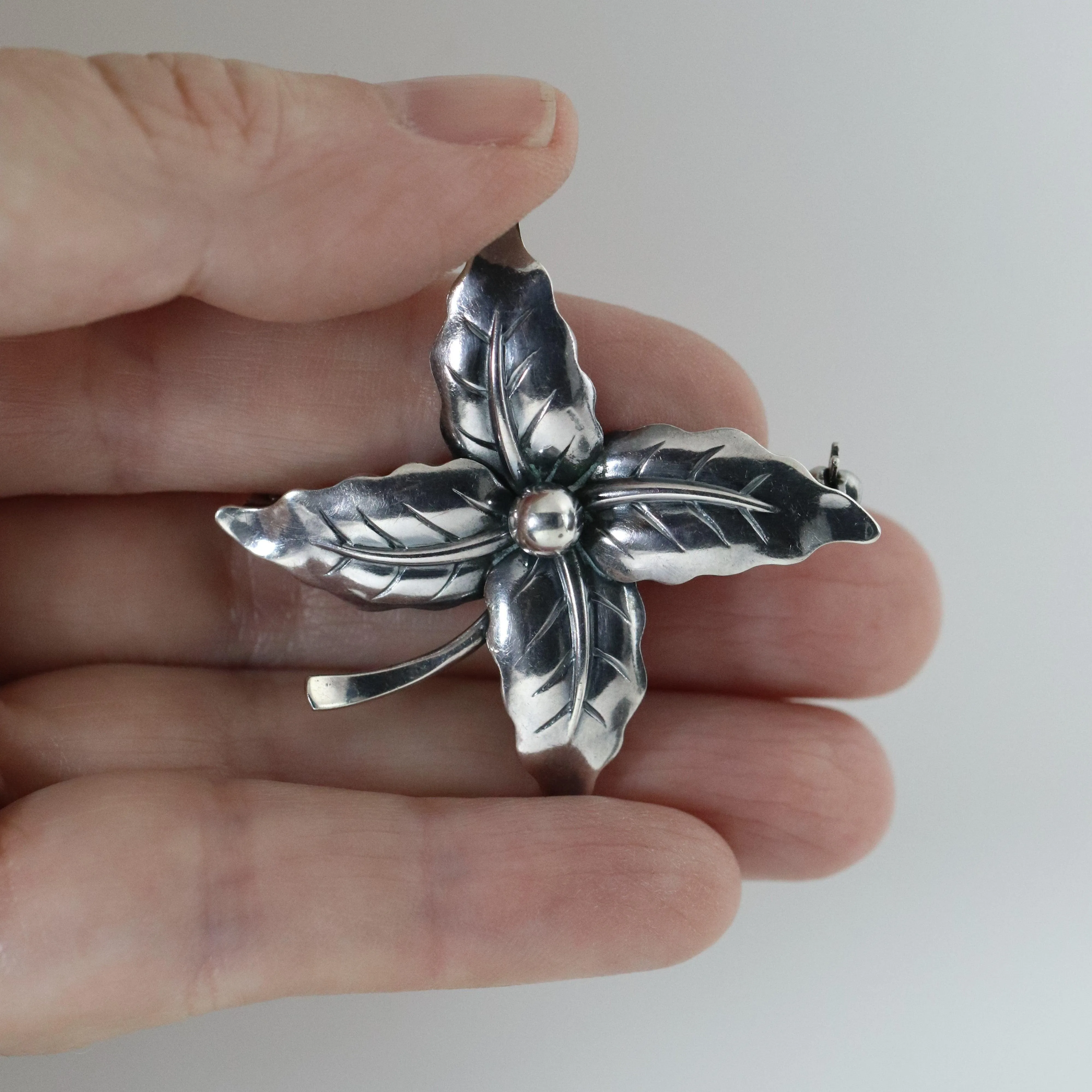 Vintage NE From Sterling Silver Jewelry | Floral Holly Berry Brooch