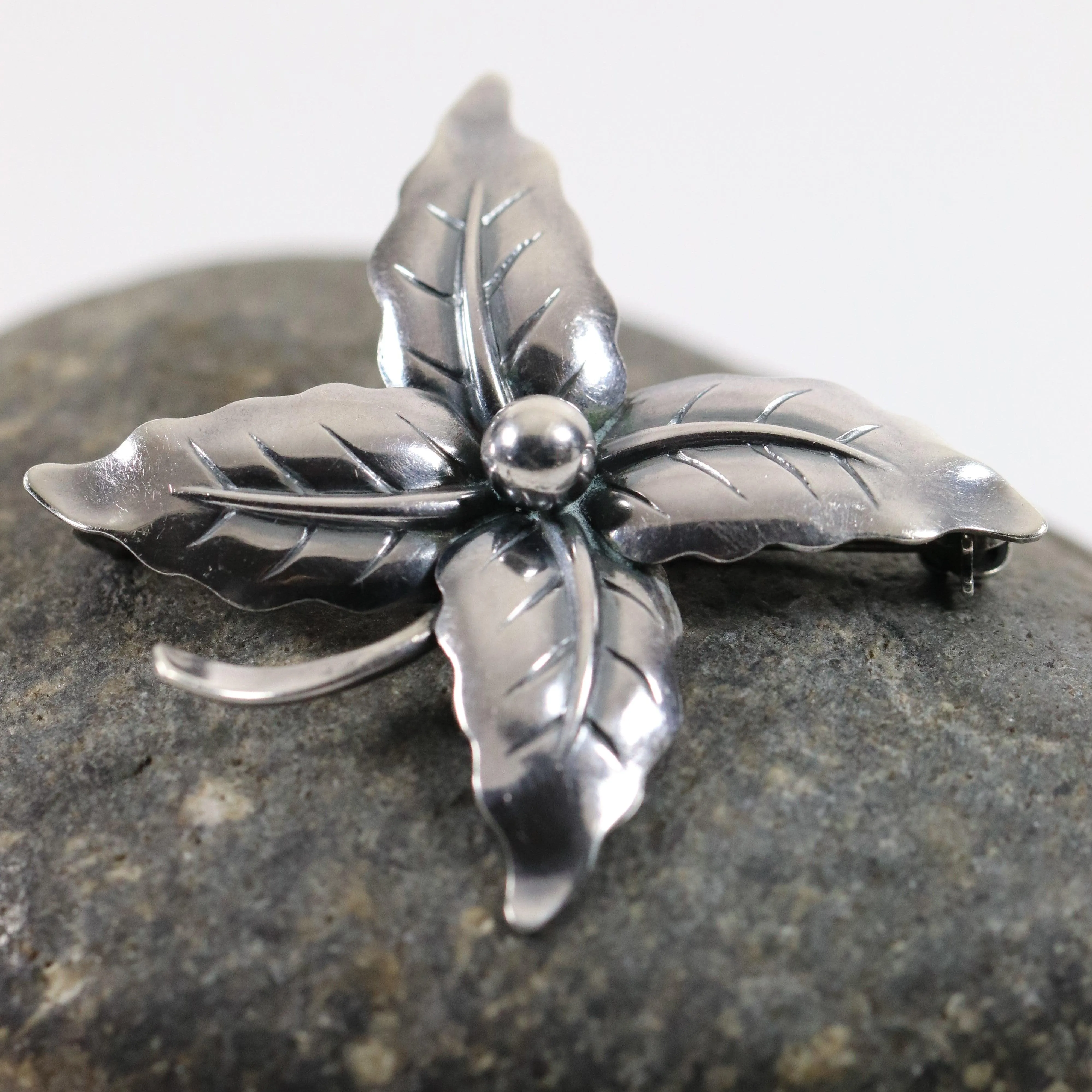 Vintage NE From Sterling Silver Jewelry | Floral Holly Berry Brooch