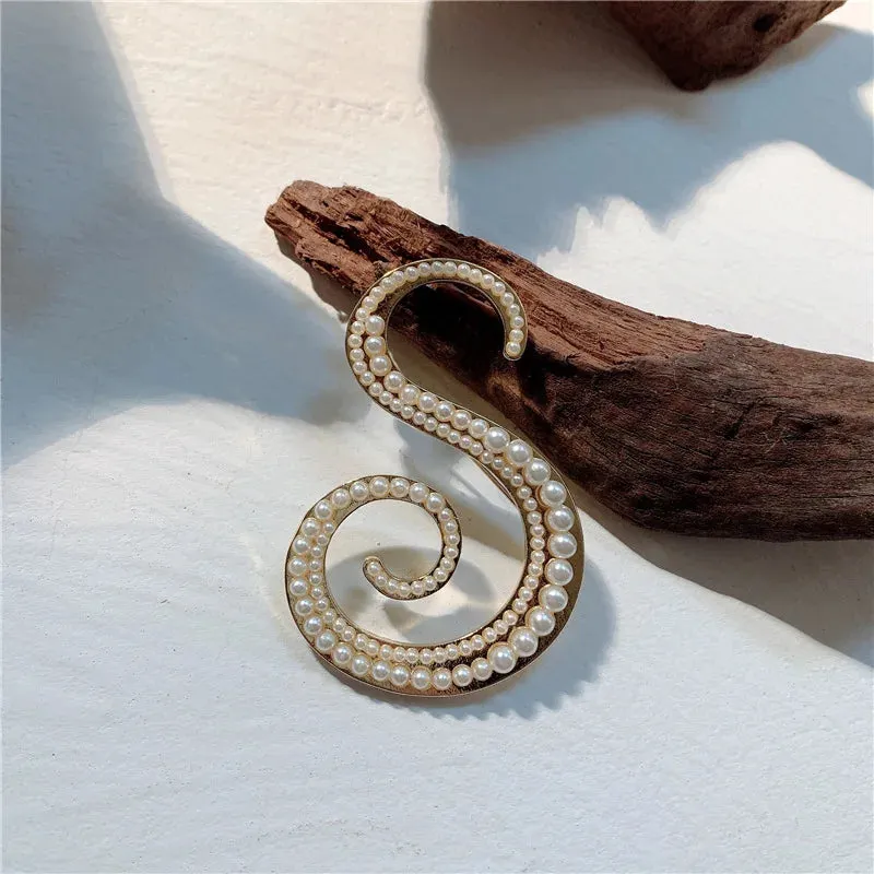 Vintage Pearl Letter Brooches Pins