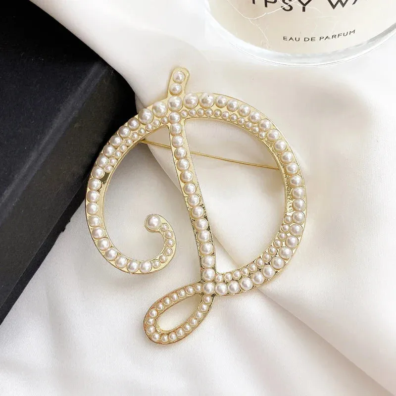 Vintage Pearl Letter Brooches Pins