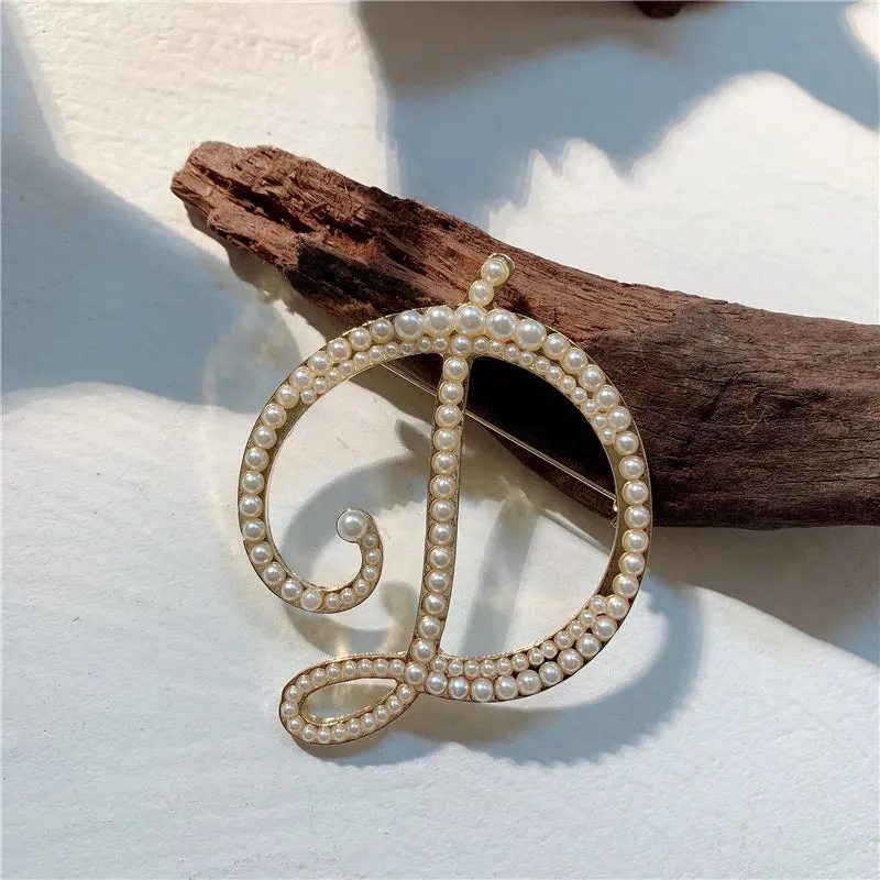 Vintage Pearl Letter Brooches Pins