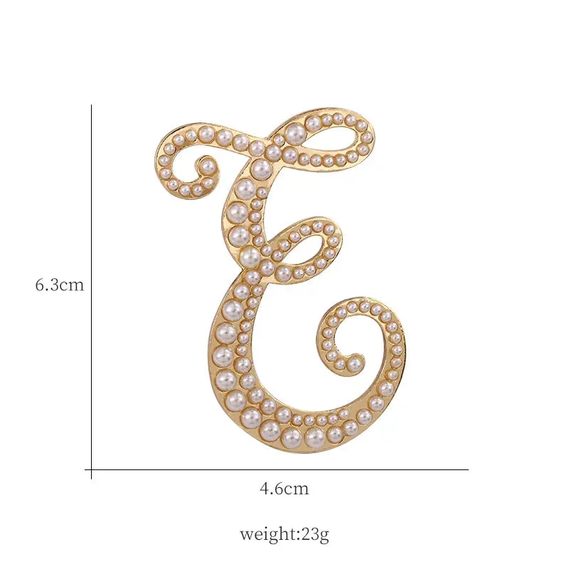 Vintage Pearl Letter Brooches Pins