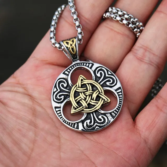 Vintage Stainless Steel Viking Knot Necklace