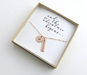 Vintage Stamp Jewels - Adventure Compass Grad Bar Necklace