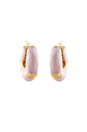 WAVE HOOP EARRINGS WITH PEARL ENAMEL