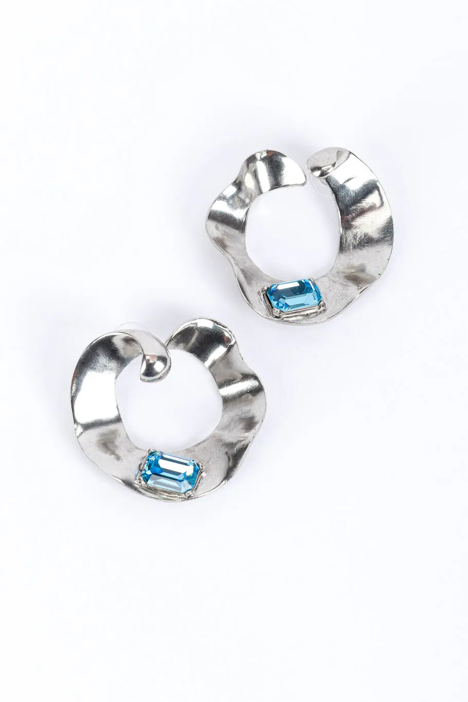 Wavy Hoop Crystal Earrings